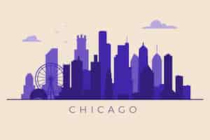 Free vector flat design chicago skyline silhouette