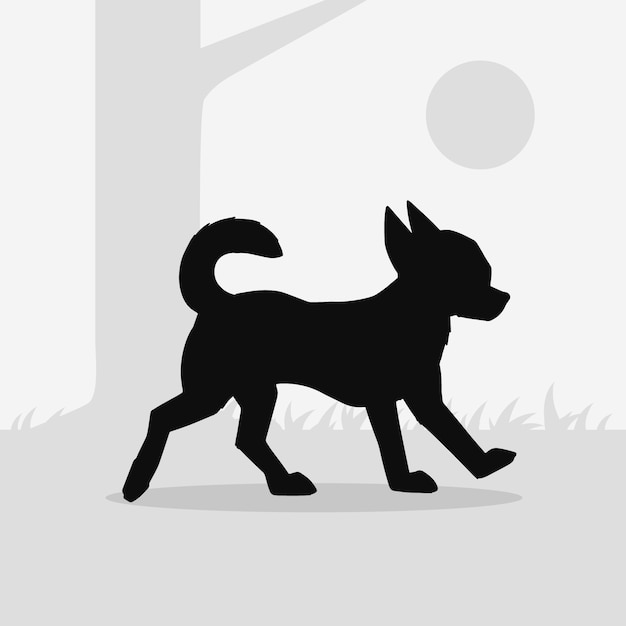 Free vector flat design chihuahua silhouette illustration