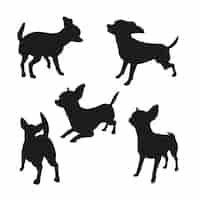 Free vector flat design chihuahua silhouette set