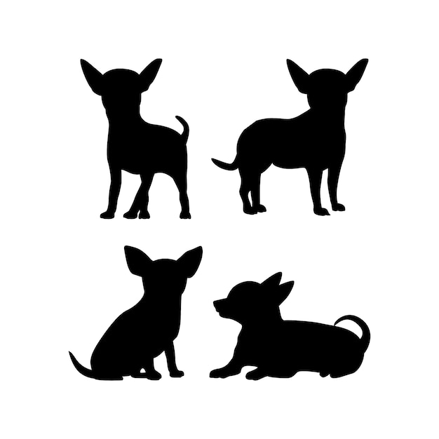 Flat design chihuahua silhouette set