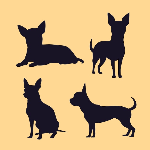 Flat design chihuahua  silhouette