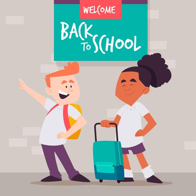 Flat design children back to school banner