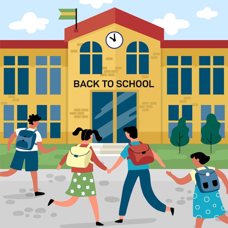 Free Vector flat design children back to school concept