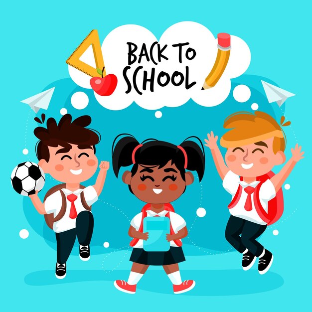 Flat design children back to school