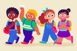 Free vector flat design children back to school