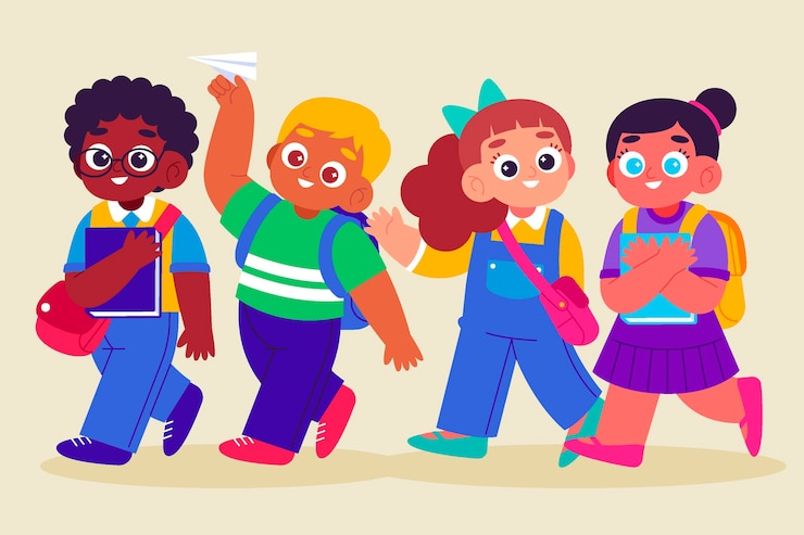 Free Vector flat design children back to school