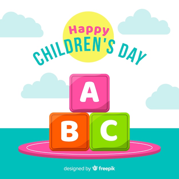 Flat design children's day background