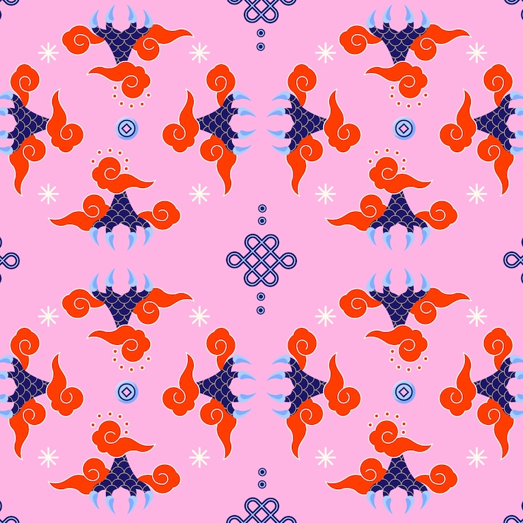 Free Vector flat design chinese dragon pattern design