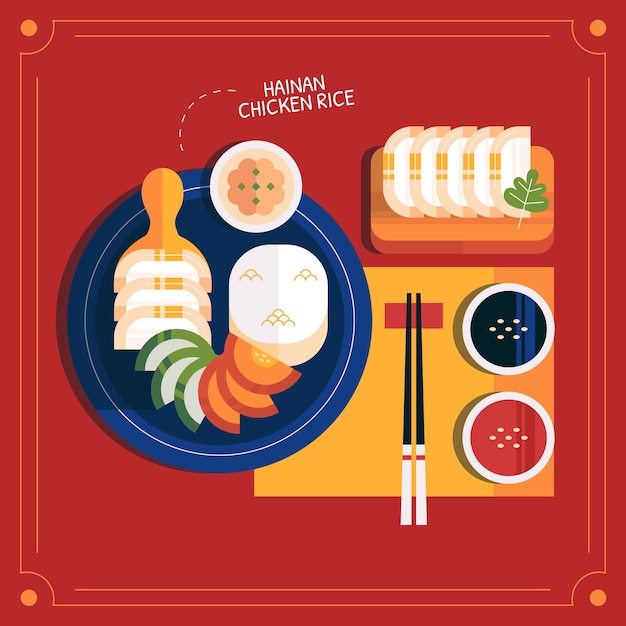 Flat design chinese food illustration