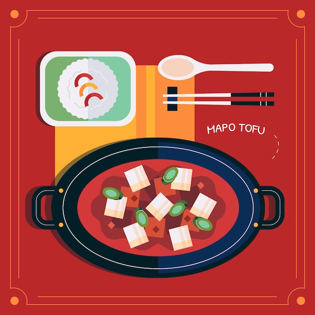 Free vector flat design chinese food illustration