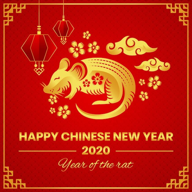 Flat design chinese new year background