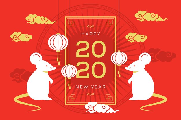 Flat design chinese new year background