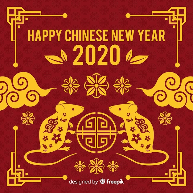 Flat design chinese new year concept