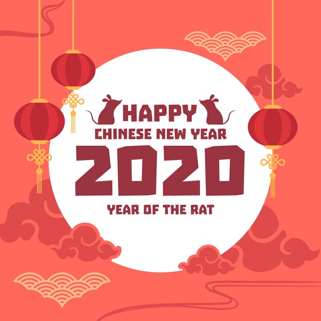 Flat design chinese new year concept