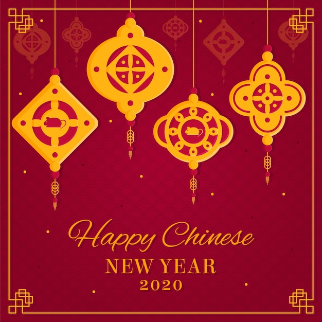 Flat design chinese new year wallpaper