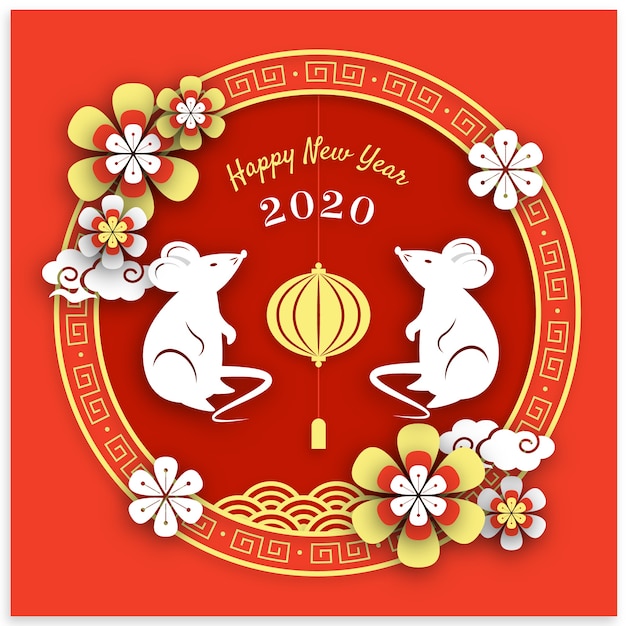 Плоский дизайн китайский новый год обои