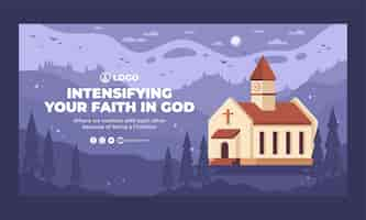 Free vector flat design christian church facebook template