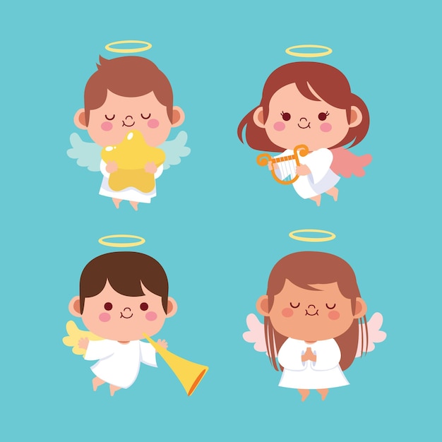 Free vector flat design christmas angel collection