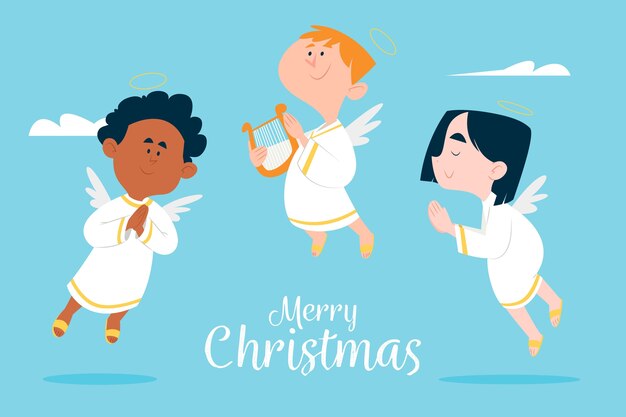 Flat design christmas angel collection