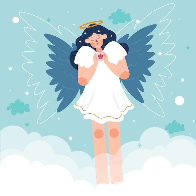 Free vector flat design christmas angel illustration