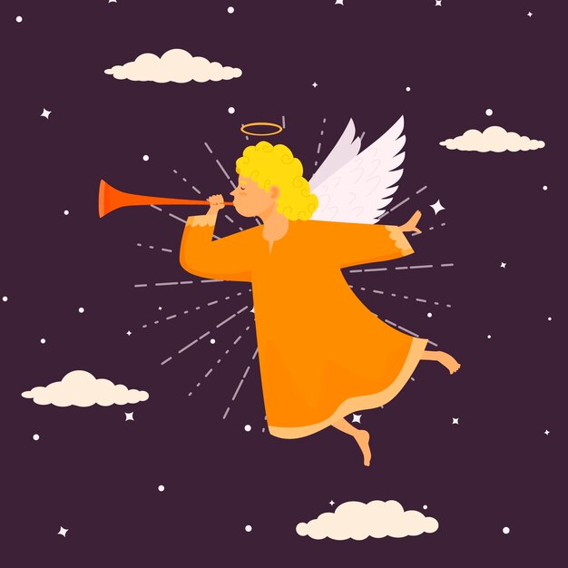 Flat design christmas angel