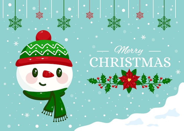 Free vector flat design christmas background with snowman