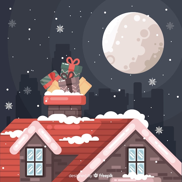 Flat design of christmas background