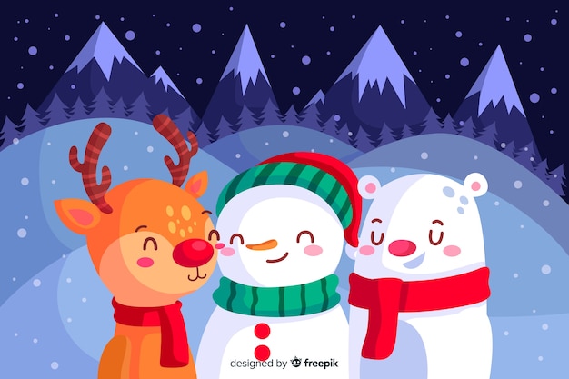 Flat design of christmas background