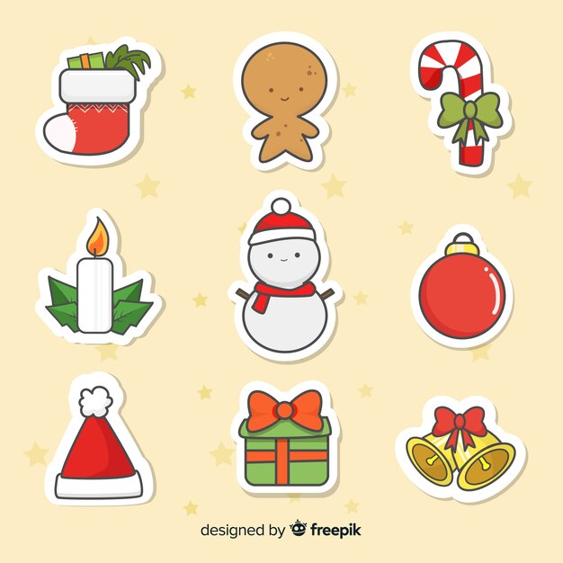 Flat design of christmas badge collection