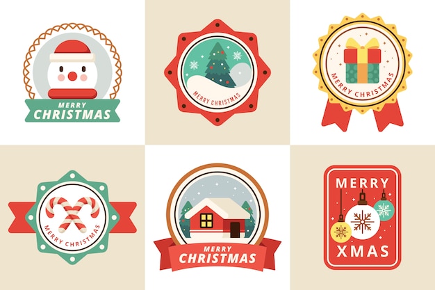 Плоский дизайн Рождественская коллекция значков