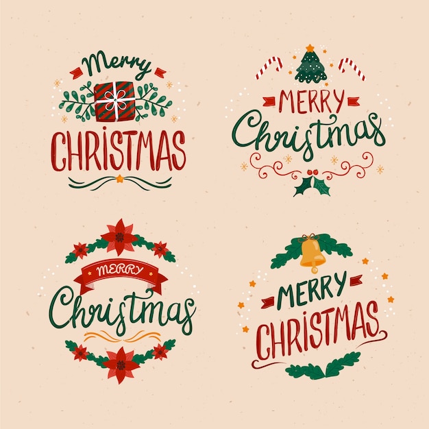 Free vector flat design christmas badge collection