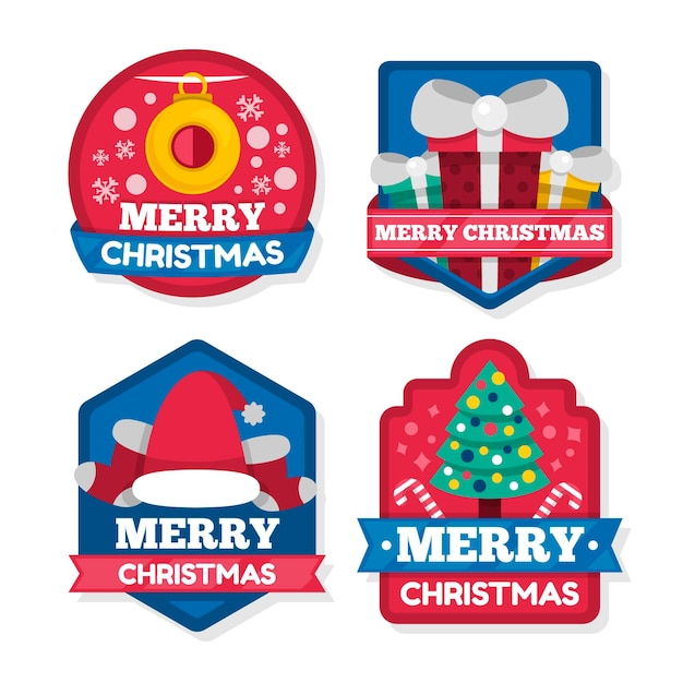 Free vector flat design christmas badge collection