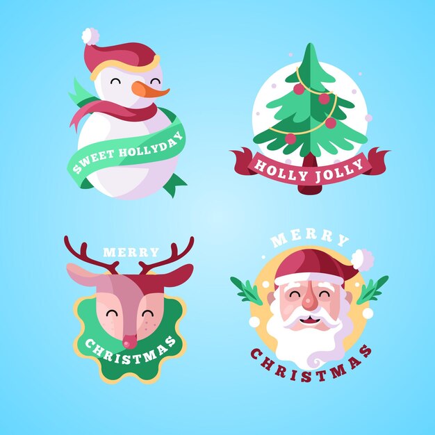 Free vector flat design christmas badge collection