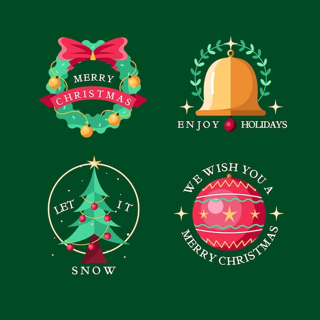 Free vector flat design christmas badge collection