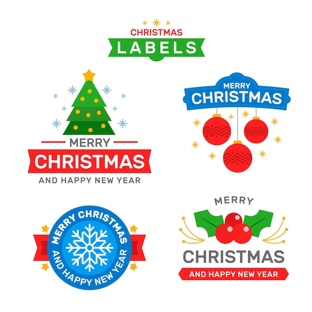 Free vector flat design christmas badge collection