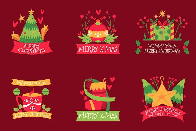 Free vector flat design christmas badge collection