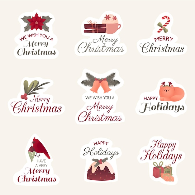 Flat design christmas badge collection