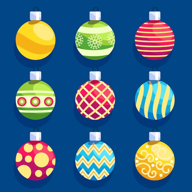 Flat design christmas ball collection