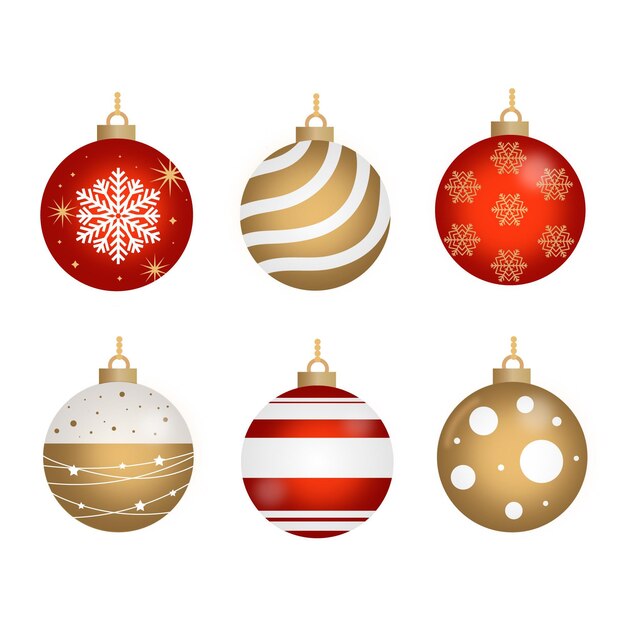 Flat design christmas ball ornaments collection
