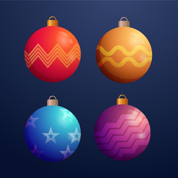 Free vector flat design christmas ball ornaments collection