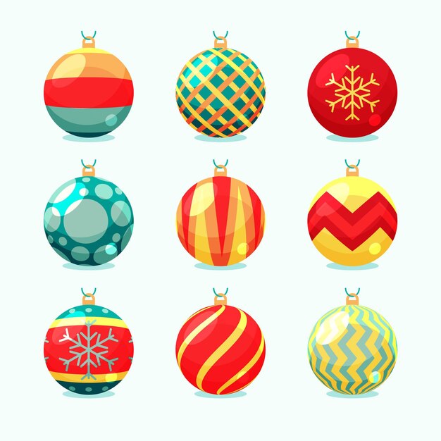 フラットなデザインのクリスマスボールの飾り