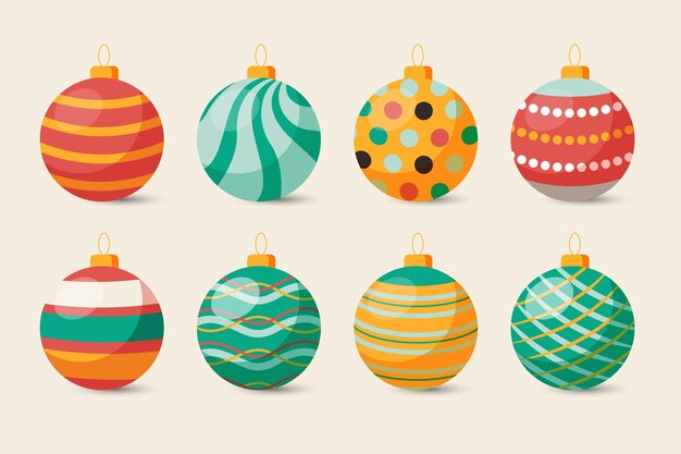 Flat design christmas ball ornaments