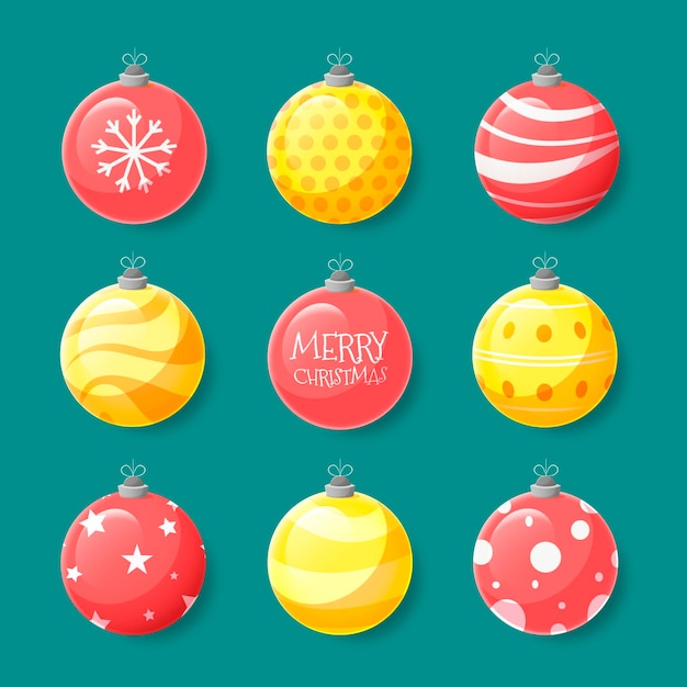 Flat design christmas ball ornaments