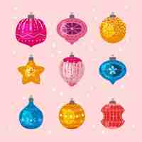 Free vector flat design christmas ball ornaments