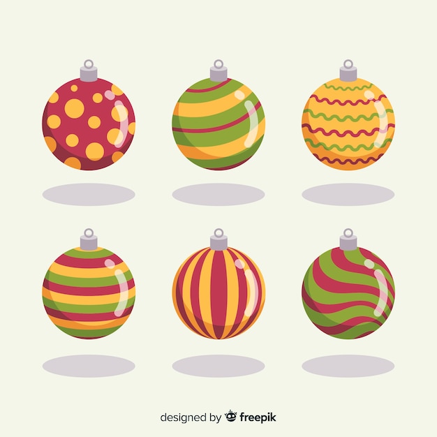 Free vector flat design christmas balls collection