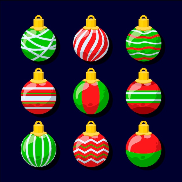 Flat design christmas balls collection