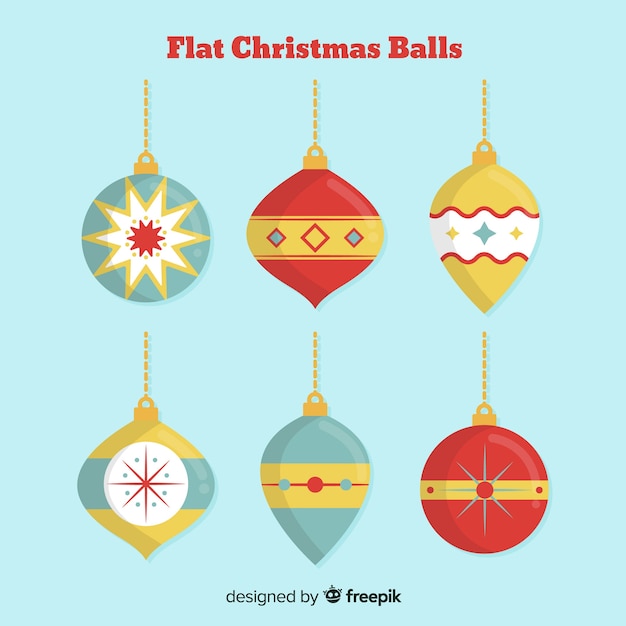 Flat design christmas balls collection