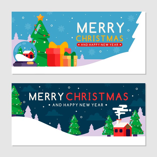 Free vector flat design christmas banners set