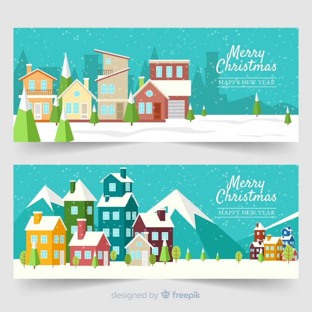 Flat design christmas banners template