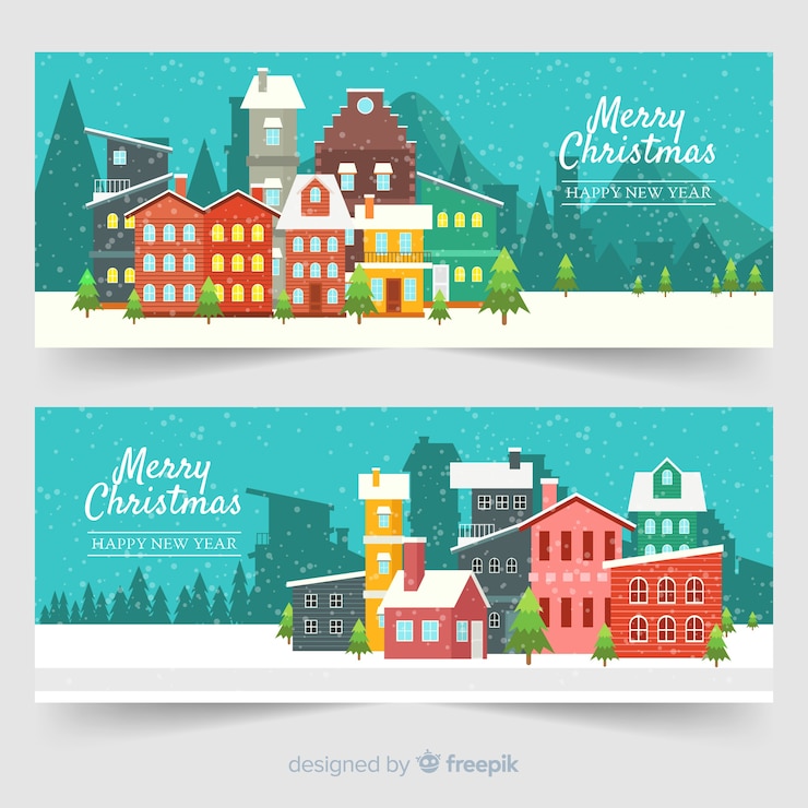 Free Vector flat design christmas banners template